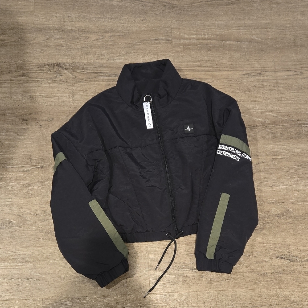 Black and Green Cropped Jacket